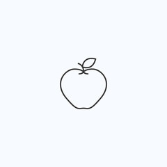 Minimalist apple icon with leaf on light background for web and graphic design