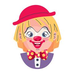 happy clown head with bow tie