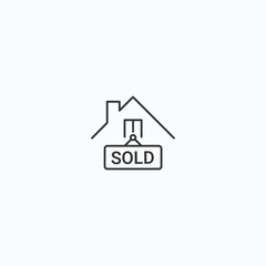 Fototapeta premium Minimalist house icon with sold sign symbolizing real estate transactions
