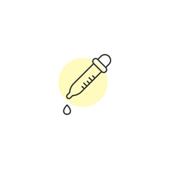 Minimalist pipette icon with droplet and yellow circle background