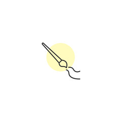 Minimalist paint brush icon with yellow circle accent for creative design themes