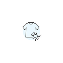 Minimalist white t shirt with ink stain icon on light background