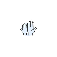 Minimalist icon of raised hands symbolizing support and community