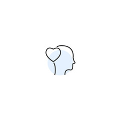 Minimalist design of a heart mind connection icon for wellness and mindfulness