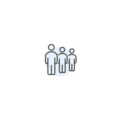 Minimalist icon of diverse people in line art with pastel background