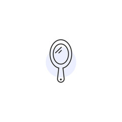Minimalist hand mirror icon with simple linear design on white background
