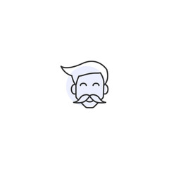 Minimalistic line art portrait of man with mustache and hairstyle