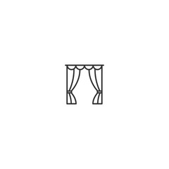 Minimalistic curtain icon: simple line art design for home and office decor
