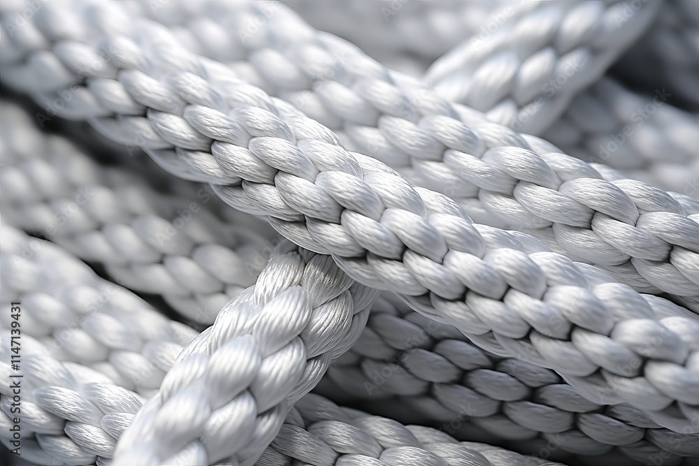 Poster intricate weaving of silver ropes creates a mesmerizing texture in close-up. generative ai