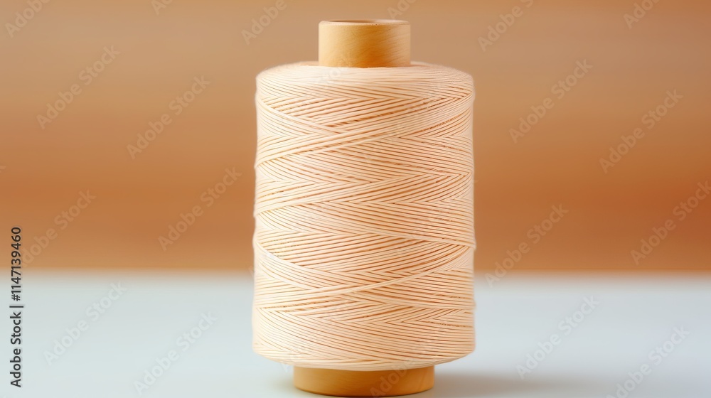 Poster elegant spool of peach thread resting on a soft, neutral background. generative ai