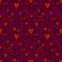 Valentine anti love hearts seamless 14 February pattern for wrapping paper