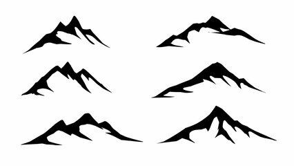Set of mountain silhouette hand drawn vector illustration