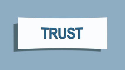 Trust. A card isolated on blue background.