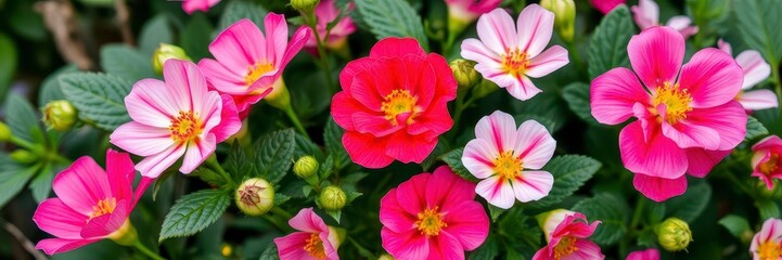 Close-up of delicate pink and white ranunculus flowers in full bloom, natural, beautiful, vibrant