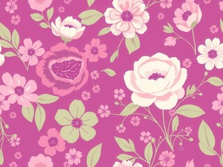 Elegant seamless purple floral wallpaper with delicate flowers and vines, design, nature