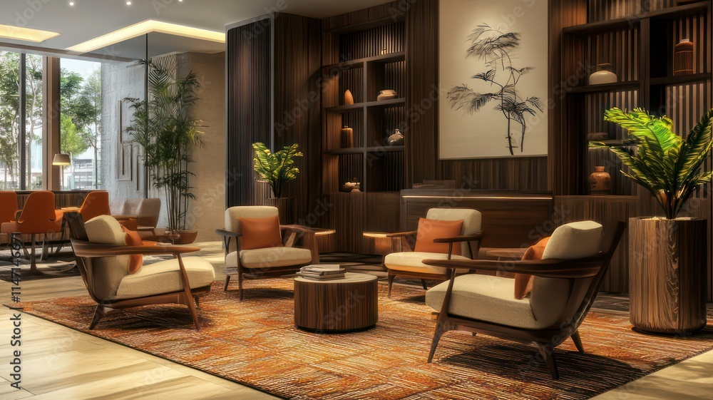Poster modern room with stylish chairs simple design created with generative ai