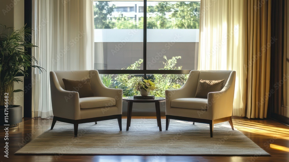 Aufkleber modern room with stylish chairs simple design created with generative ai