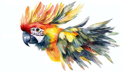 Obraz premium Colorful watercolor parrot with vibrant feathers and expressive eyes
