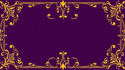 Purple card designed with a vintage pattern, accentuated by a luxurious golden label, elegant, vintage, luxurious