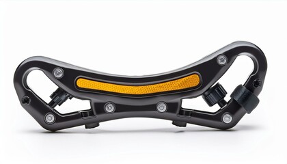 Sleek black bike part with a reflective orange strip.