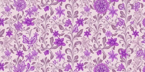 Purple floral wallpaper with a seamless design, perfect for adding a touch of elegance to any room, home decor, design