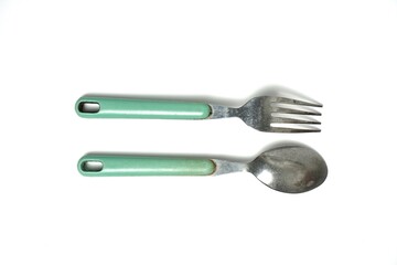 Spoon and fork isolated on white background