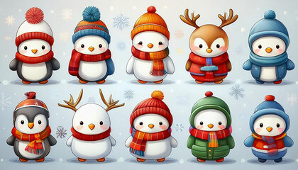 Adorable Winter Characters with Seasonal Cheer