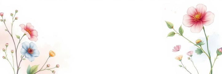 Watercolor painting of delicate floral arrangement in pastel tones, nature, artistic