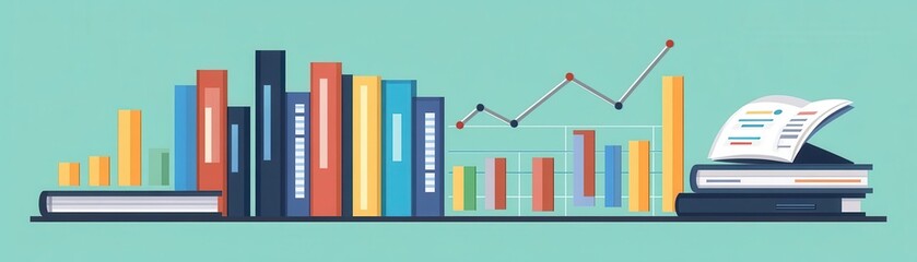 Obraz premium Charts visualization flat design side view education theme animation