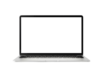 laptop with white screen png, isolated on transparent background