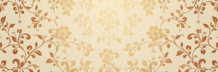Elegant cream background adorned with intricate floral patterns, luxurious, classy, design