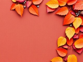 Obraz premium Dry orange metallic leaves creating a captivating pattern against a vibrant violet background, orange, decorative, beauty