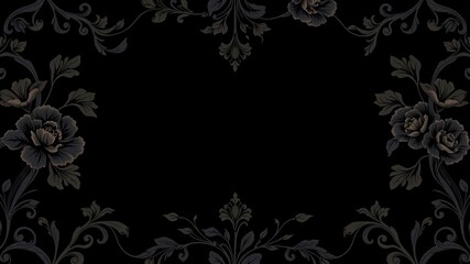 Luxurious black charcoal floral wallpaper with intricate and elegant design, perfect for upscale interior decor or background, elegant, black, floral