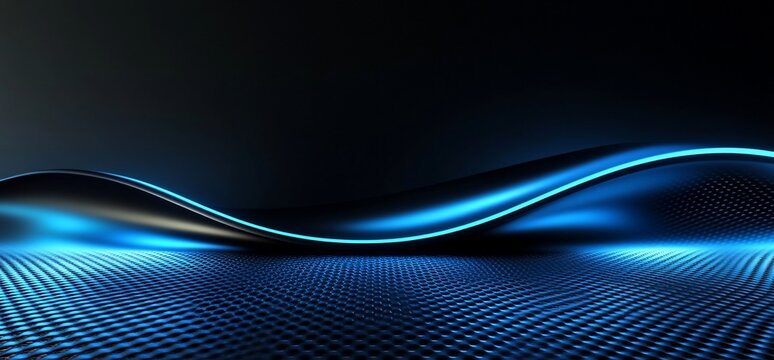 Abstract blue wave on dark carbon fiber.