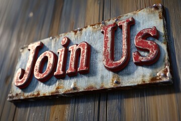 Text "Join Us" , 3d rendering , mockup photoshop & style photo shop 