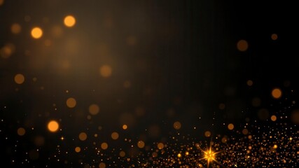 Fototapeta premium Vector gold glitter particles background effect with sparkling and shimmering gold particles on a dark background, background, glitter