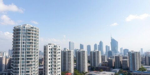 Naklejka premium Modern module apartment block with sleek lines and contemporary design, high-rise, windows