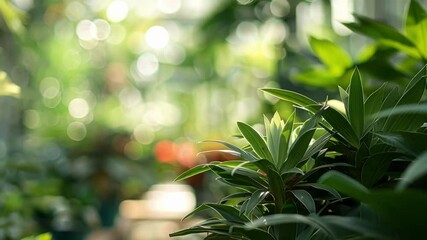 Blurred view of a heavenly haven for plant lovers bursting with botanical beauty.