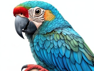 Obraz premium Vibrant Blue And Green Parrot With Detailed Feathers And Distinctive Beak Portrait