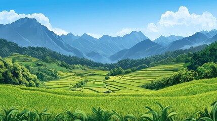 Fototapeta premium Illustration Of A Travel Poster For A Trip To Bali Island, Generative AI