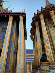 Ornate Golden Pillars and Temple (Grand Palace, Bangkok, Thailand)