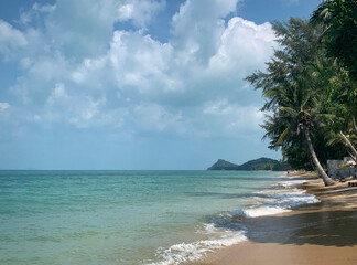 Tropical Beach with Mountains in the Distance (Ko Samui, Thailand)