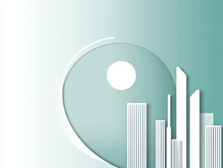 Obraz premium Modern Minimalistic Cityscape with Abstract Geometric Design and Pastel Tones