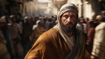 Fototapeta premium A disciple of Jesus in the crowd, on the day of Jesus' crucifixion
