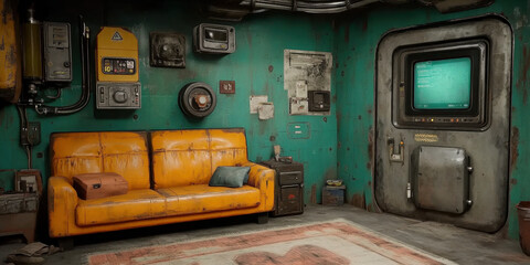 Luxury bunker shelter design for safety futuristic environment indoor setting modern concept