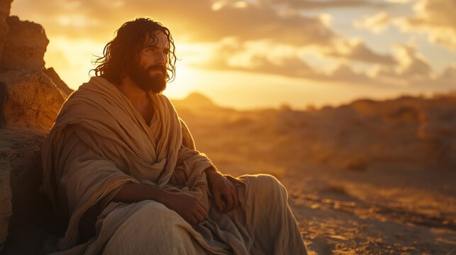  John the Baptist in the desert, with the wind gently stirring his robe