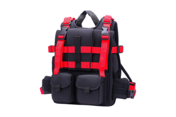 red backpack isolated on white background