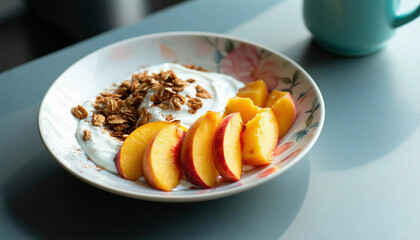 Peach yogurt and oatmeal
