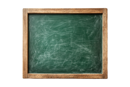 Teaching tools blank chalkboard in classroom educational content bright environment focused viewpoint, transparent background - Powered by Adobe