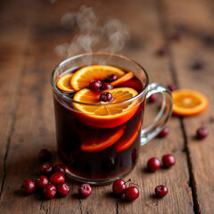 Concept photo of mulled wine with space for text